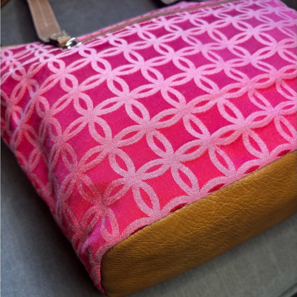 Croft & Barrow Coral Pink Jacquard Pattern Tote EUC - Picture 13 of 16